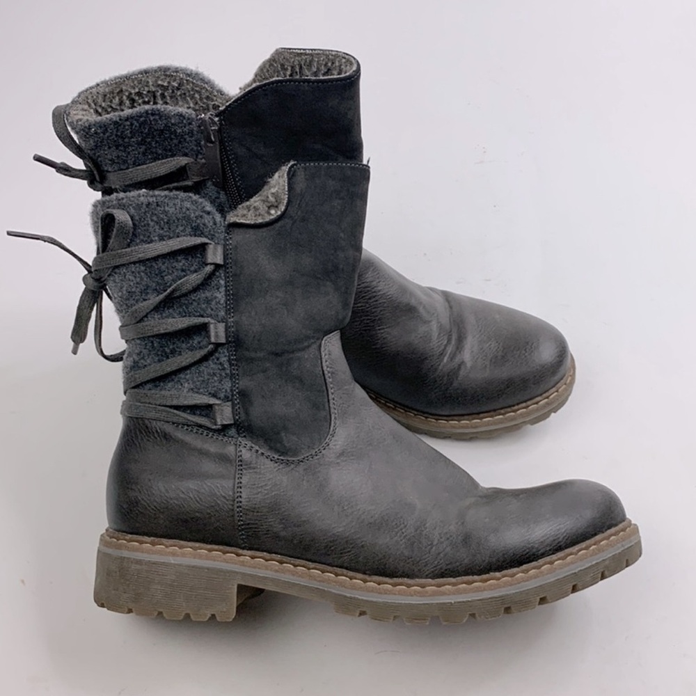 Patrizia By Spring Step Dawna Grey Multi Boots Size 39 (8-8.5) Gray Zip Sherpa